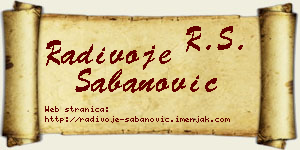 Radivoje Šabanović vizit kartica